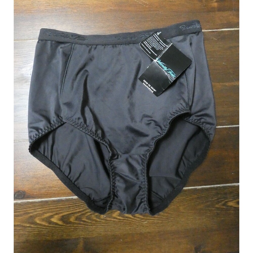 Vtg NOS Vanity Fair Women XL 44 Black Satin Skin To Skin Shapewear Panty Bottoms